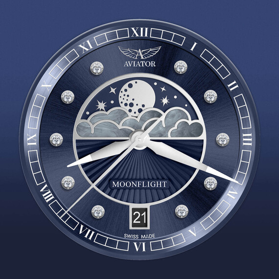 Dámské hodinky Aviator Douglas Moonflight Diamond Edition V.1.33.0.379.5, Verze: modrá4 , 4 image