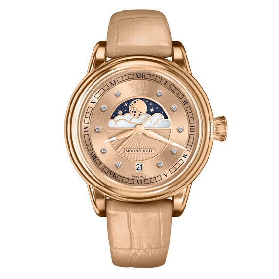 Dámské hodinky Aviator Douglas Moonflight Diamond Edition V.1.33.2.383.4, Verze: růžové zlato3 