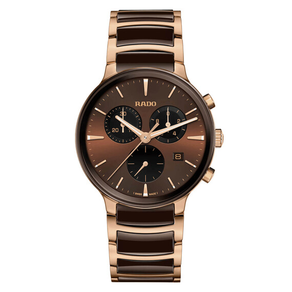 Pánské hodinky Rado Centrix Chronograph R30212302, Verze: hnědá 