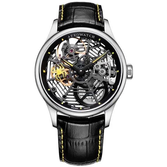 Pánské hodinky Aerowatch Renaissance Skeleton Spider A 50981 AA22, Verze: žlutá2 