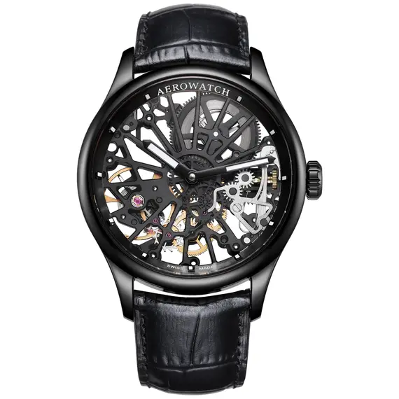 Pánské hodinky Aerowatch Renaissance Skeleton Cobweb A 50981 NO17, Verze: černá 