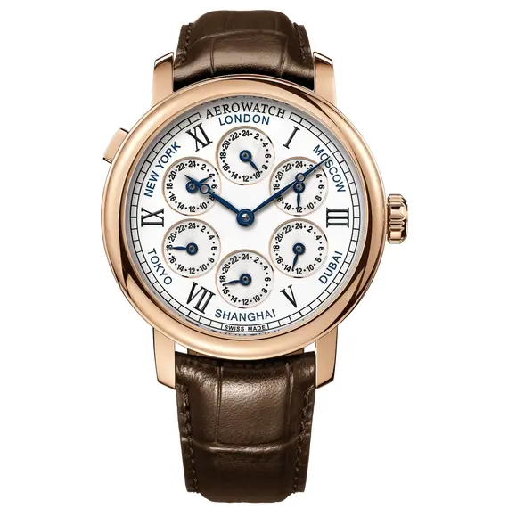 Pánské hodinky Aerowatch Renaissance 7 Time Zones A 51974 R101, Verze: růžové zlato 