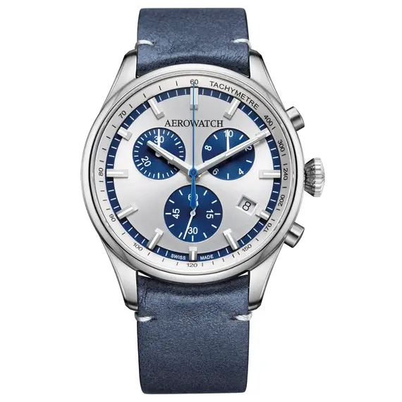 Pánské hodinky Aerowatch Les Grandes Classiques Chrono A 79990 AA05 CU, Verze: modrá2 