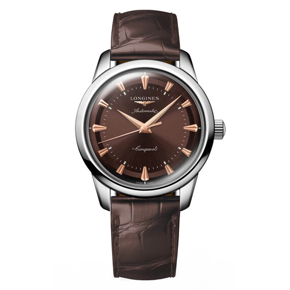 Pánské hodinky Longines Conquest Heritage L1.650.4.62.2, Verze: hnědá 