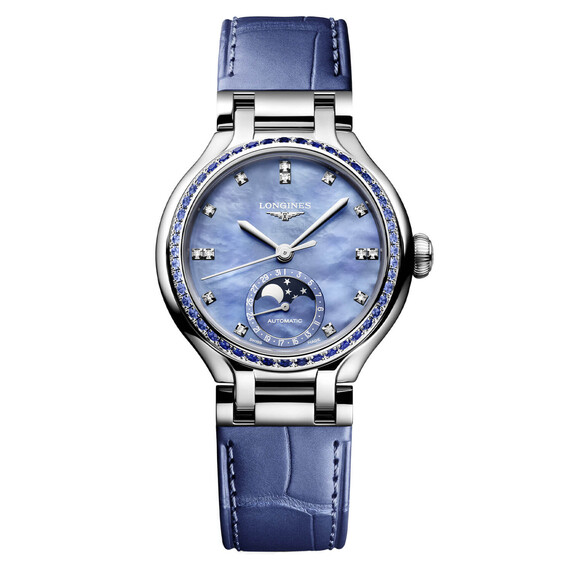 Dámské hodinky Longines PrimaLuna Moonphase L8.126.0.97.2, Verze: modrá2 