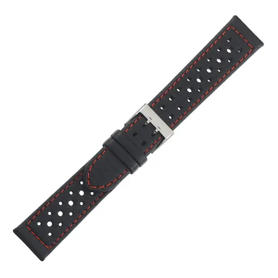 Řemínek Di-Modell Rallye Waterproof černý červený 22 mm, Verze: červená, Šířka řemínku: 22, Šířka u spony: 20, Délka řemínku: L - 120/80 