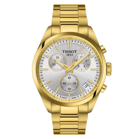 Pánské hodinky Tissot PR 100 Chronograph T150.417.33.031.00, Verze: žluté zlato 