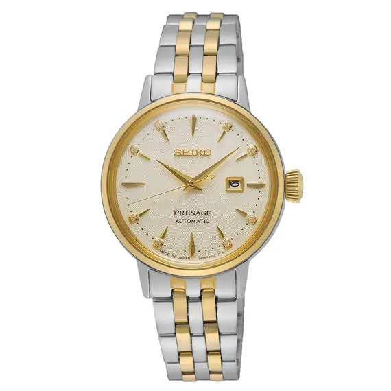 Dámské hodinky Seiko Presage Diamond Cocktail Time SRE010J1, Verze: žluté zlato 