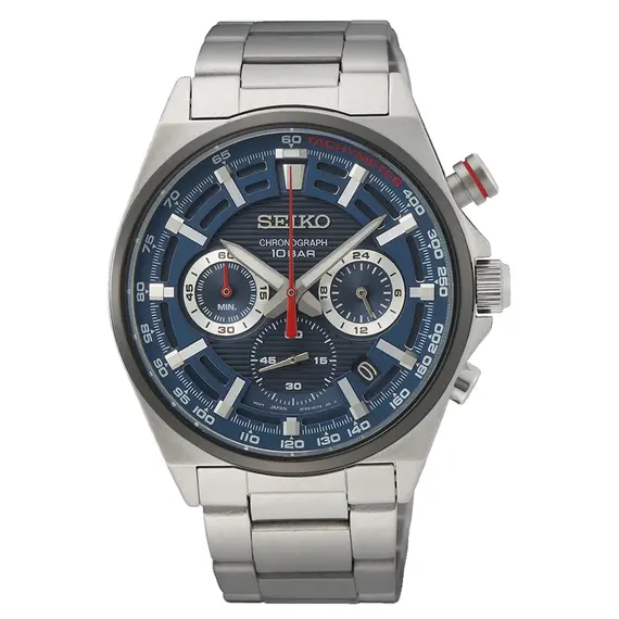 Pánské hodinky Seiko Chronograph SSB407P1, Verze: modrá 