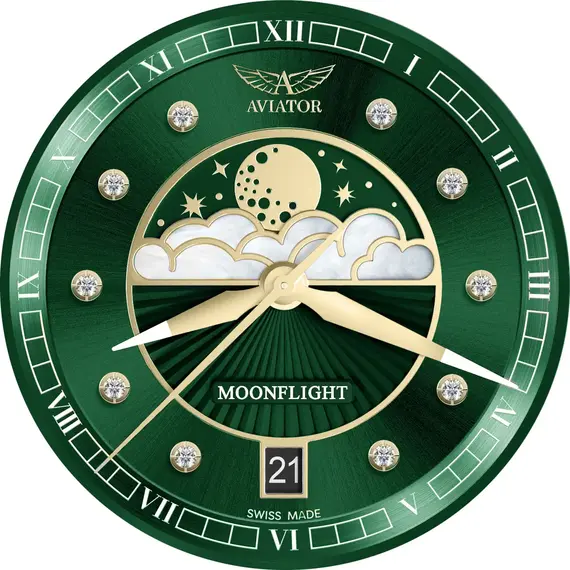 Dámské hodinky Aviator Douglas Moonflight Diamond Polska Edycja V.1.33.1.391.4 PL, Verze: žluté zlato , 4 image