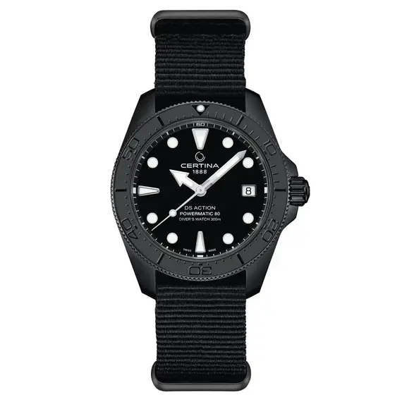 Dámské,Pánské hodinky Certina DS Action Diver Powermatic 80 C048.807.38.051.00, Verze: černá2 