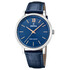 Solarny zegarek męski na pasku skórzanym niebieskim Festina Petite